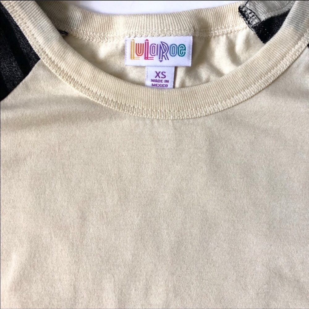 Lularoe | Cream/Gray/Black Striped Randy top